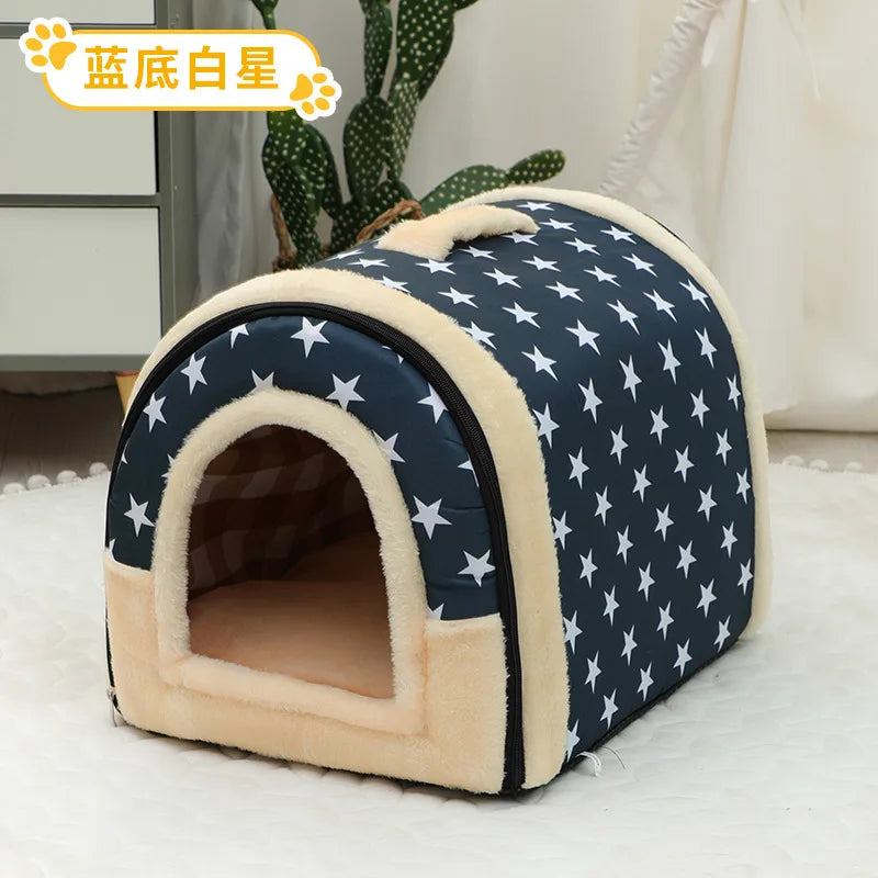 Dog House Enclosed Warm Plush Sleeping Nes