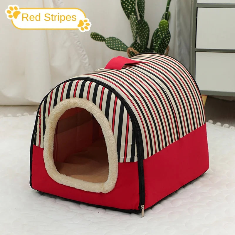 Dog House Enclosed Warm Plush Sleeping Nes