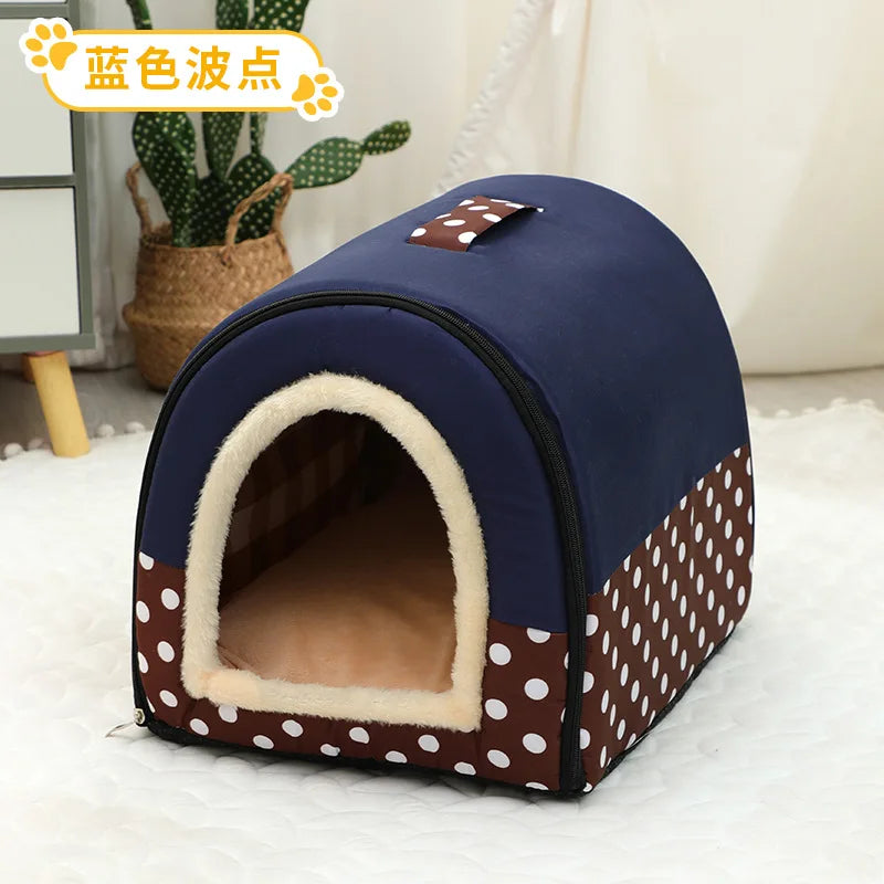 Dog House Enclosed Warm Plush Sleeping Nes