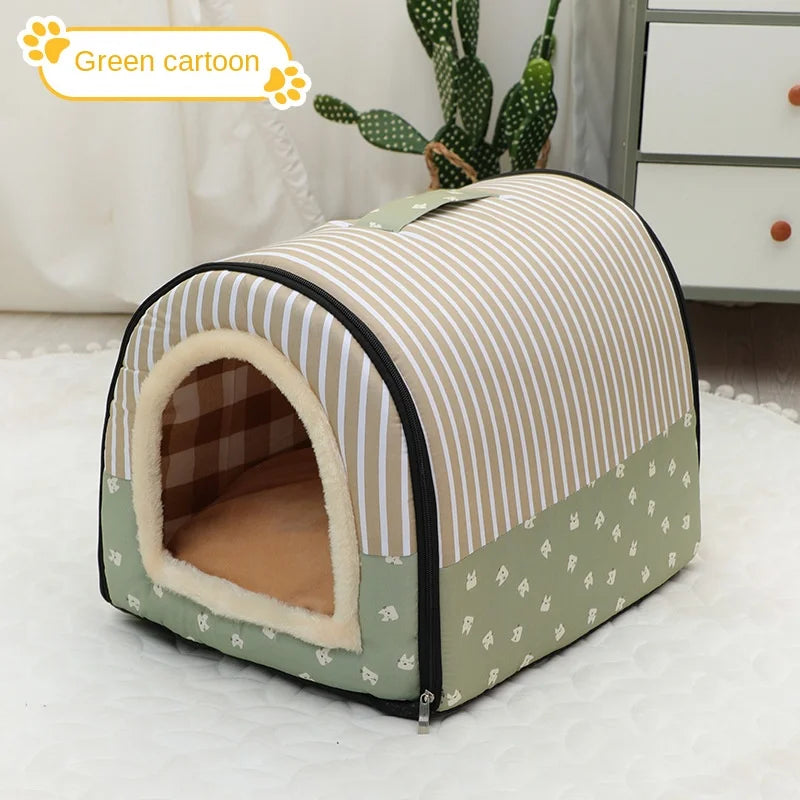 Dog House Enclosed Warm Plush Sleeping Nes