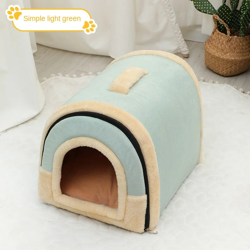 Dog House Enclosed Warm Plush Sleeping Nes