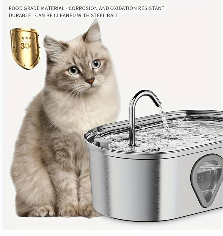 3.5L large capacity pet water dispenser automatic stainless steel cat water fountain with LED Lighting