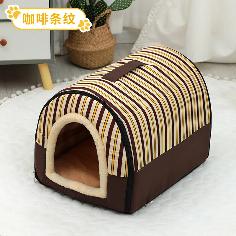 Dog House Enclosed Warm Plush Sleeping Nes