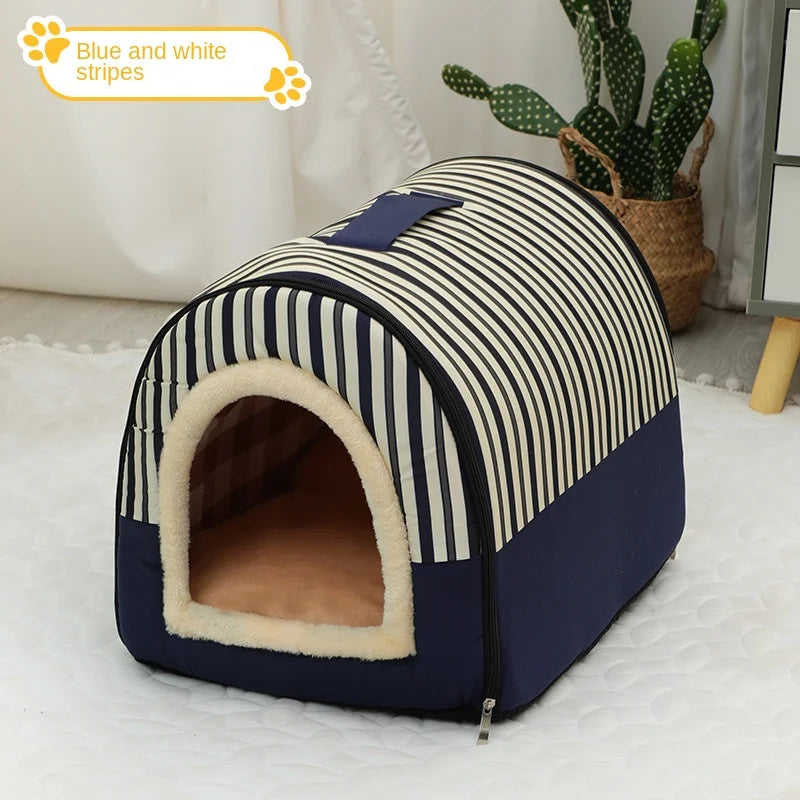 Dog House Enclosed Warm Plush Sleeping Nes